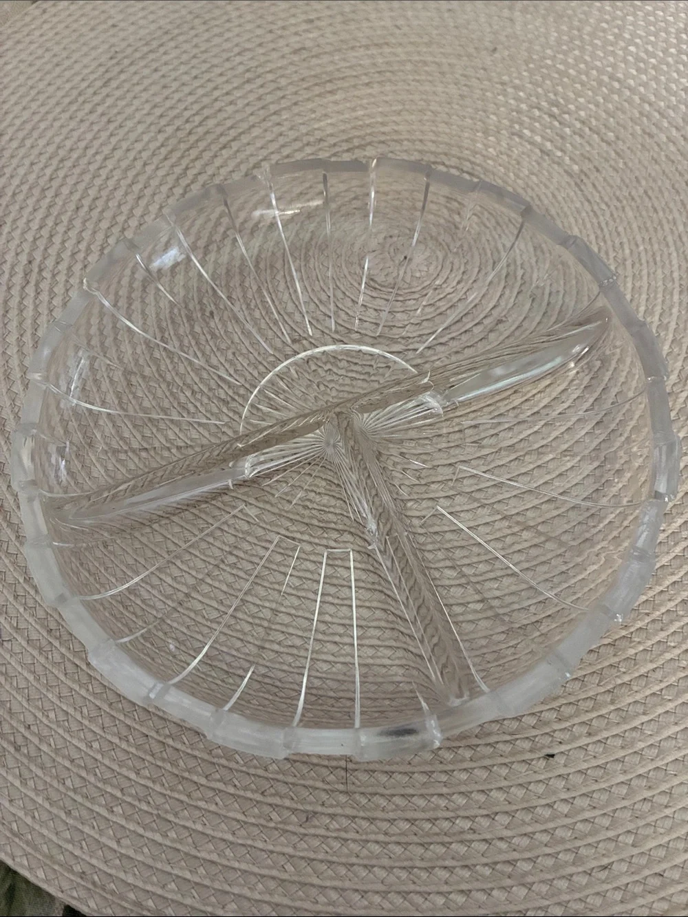 Vintage Indiana Glass Clear Divided Glass Serving Tray